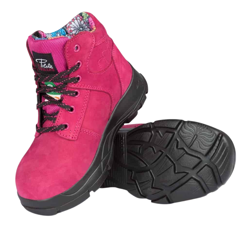 raspberry pink women steel toe safety work boots pfworkwear pf686_f