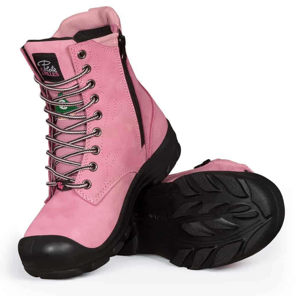 pink work boots for women