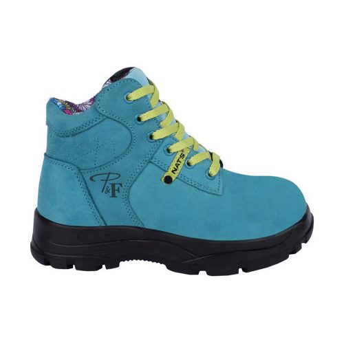 Turquoise women's steel toe work boots
