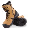Womens steel toe work boots, waterproof, slip resistant, tan colour