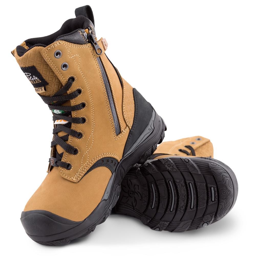 Mens JCB 5CX Honey Leather YKK Side Zip Steel Toe Scuff Cap Safety Work Boots S1 
