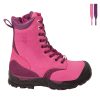 Womens steel toe work boots, waterproof, slip resistant, pink colour