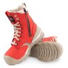 Womens steel toe work boots, waterproof, slip resistant, red colour