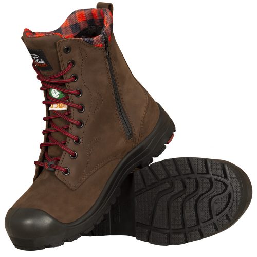Brown women steel toe safety boots