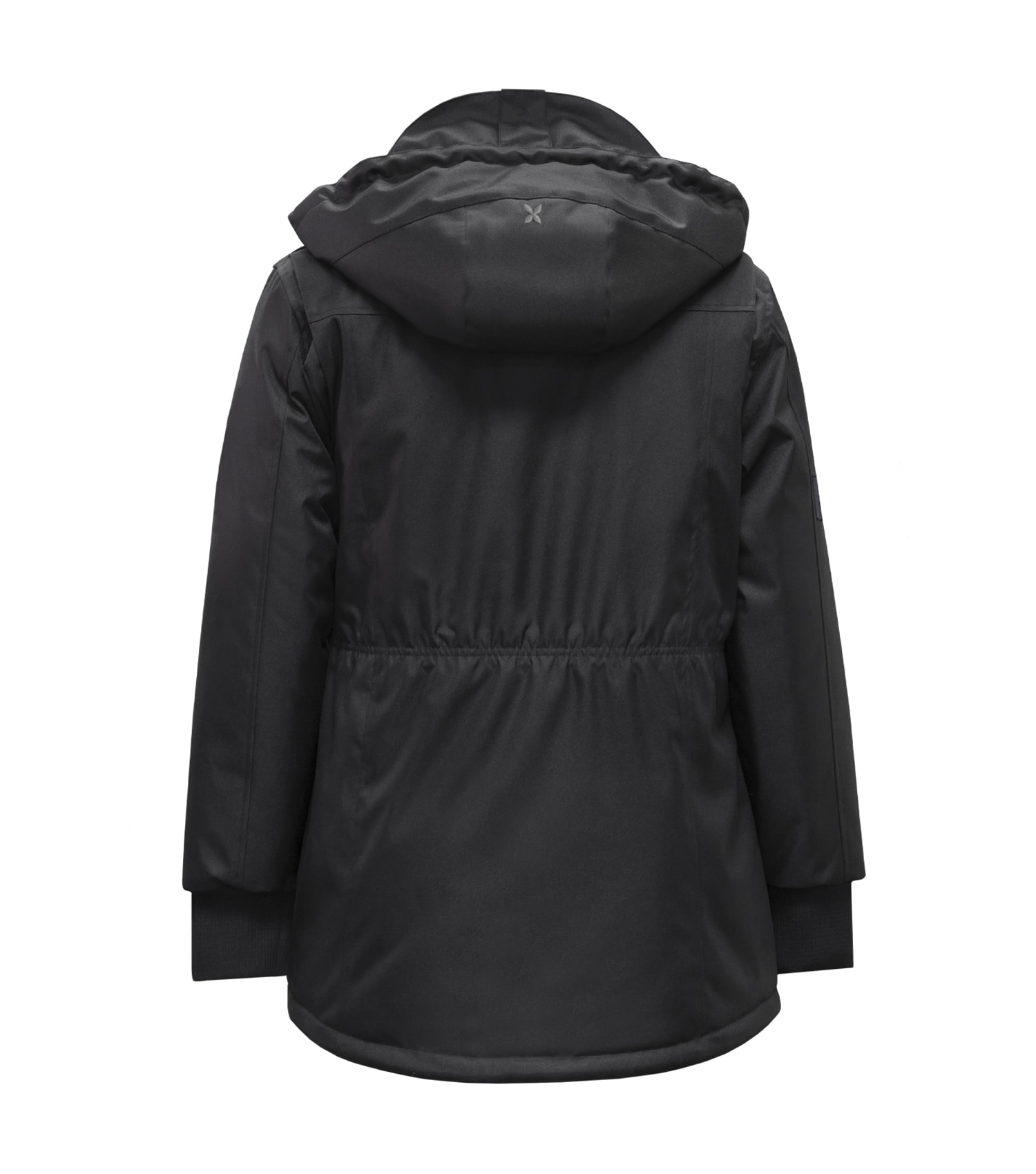 women’s lined winter coat color black pf489 rear view