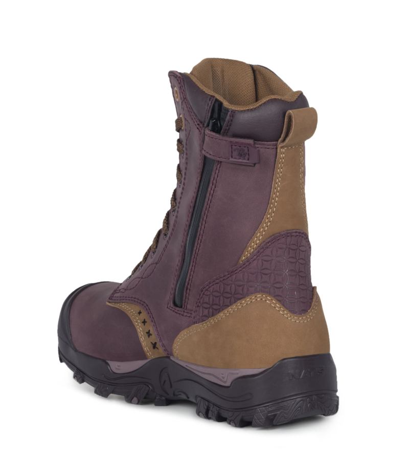 Bottes de sécurité 8" imperméables à cap d'acier pour femme - PF648 couleur prune vue de dos