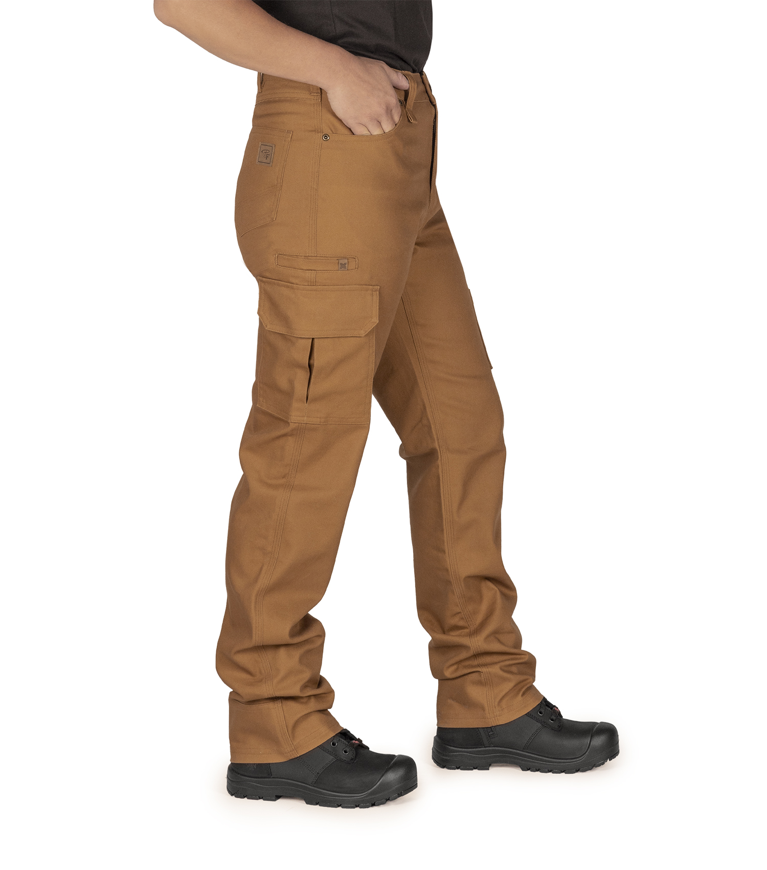 Pantalon Cargo En Coutil Extensible Avec Taille Flexible PF8002-02_vue de cote